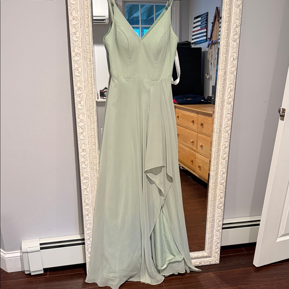 Azazie Mint Green High Low Dress